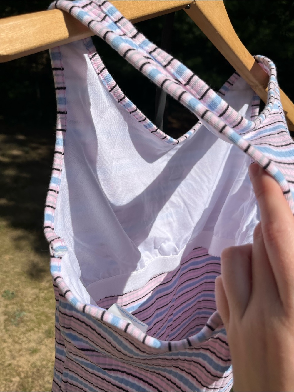 90s Prospirit Retro Athleisure Racerback Tank Top Size M Pastel Striped - Picture 8 of 12